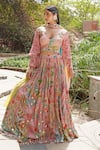 Buy_Soniya G_Blush Silk, Organza, Georgette Sequins, Mirrors, Beads Floral Print Lehenga Set _at_Aza_Fashions