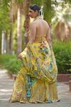 Shop_Soniya G_Yellow Organza, Silk, Georgette Sequins, Tassels, Embroidery Halter Lehenga Set _at_Aza_Fashions