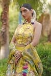 Buy_Soniya G_Yellow Organza, Silk, Georgette Sequins, Tassels, Embroidery Halter Lehenga Set _Online_at_Aza_Fashions