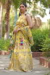 Shop_Soniya G_Yellow Organza, Silk, Georgette Sequins, Tassels, Embroidery Halter Lehenga Set _Online_at_Aza_Fashions