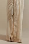 Buy_Vinusto_Ivory Chanderi Embroidery, Zari Sweetheart Neck Cut Dana Saree Set _Online_at_Aza_Fashions