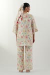 Shop_Vinusto_Multi Color Chanderi Round Neck Floral Printed Kurta Pant Set _at_Aza_Fashions