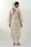 Shop_Vinusto_Ivory Chanderi Round Neck Floral Printed Kurta Set _at_Aza_Fashions