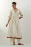 Vinusto_Ivory Chanderi Embroidery V-neck Hand Angarkha Set _Online_at_Aza_Fashions