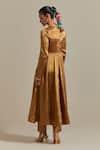 Shop_Vinusto_Gold Chanderi Lace V-neck Handwoven Zari Anarkali Set _at_Aza_Fashions