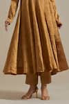 Vinusto_Gold Chanderi Lace V-neck Handwoven Zari Anarkali Set _at_Aza_Fashions