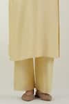 Vinusto_Yellow Chanderi Embroidery V-neck Butter Handwoven Set _Online_at_Aza_Fashions