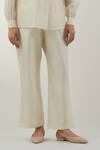Vinusto_Ivory Chanderi Embroidery Collared Floral Set _at_Aza_Fashions