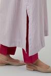 Vinusto_Lavender Cotton Embroidery, Lace V-neck Hand Kurta Set _at_Aza_Fashions