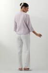 Shop_Vinusto_Lavender Cotton Tassels V-neck Textured Shirt And Pant Set _at_Aza_Fashions