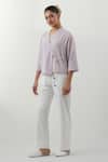 Buy_Vinusto_Lavender Cotton Tassels V-neck Textured Shirt And Pant Set _Online_at_Aza_Fashions