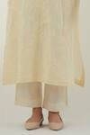 Vinusto_Yellow Cotton Embroidery Round Neck Butter Chikankari Kurta Set _Online_at_Aza_Fashions