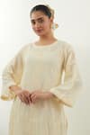 Buy_Vinusto_Yellow Cotton Embroidery Round Neck Butter Chikankari Kurta Set _Online_at_Aza_Fashions