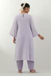 Shop_Vinusto_Lavender Cotton Embroidery Round Neck Striped Chikankari Kurta Set _at_Aza_Fashions