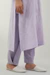 Vinusto_Lavender Cotton Embroidery Round Neck Striped Chikankari Kurta Set _at_Aza_Fashions