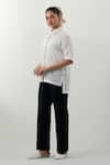 Shop_Vinusto_White Cotton Embroidery Collared Chikankari Shirt And Pant Set _Online_at_Aza_Fashions