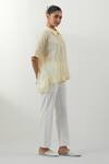 Buy_Vinusto_Yellow Cotton Embroidery Collared Butter Chikankari Shirt And Pant Set _Online_at_Aza_Fashions