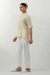 Shop_Vinusto_Yellow Cotton Embroidery Collared Butter Chikankari Shirt And Pant Set _Online_at_Aza_Fashions