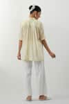 Shop_Vinusto_Yellow Cotton Embroidery Collared Butter Chikankari Shirt And Pant Set _at_Aza_Fashions