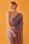 Shop_Torani_Purple Jersey Embroidery V-neck Dil Nawaz Nasreen Zarqa Saree Set _Online_at_Aza_Fashions