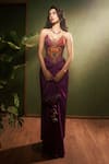 Shop_Torani_Purple Silk Beads, Embroidery Sweetheart Neck Dil Kusha Ursa Corset Set _at_Aza_Fashions
