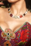 Torani_Purple Silk Beads, Embroidery Sweetheart Neck Dil Kusha Ursa Corset Set _at_Aza_Fashions
