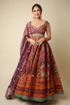 Buy_Torani_Purple Jersey, Organza Tassels, Embroidery V-neck Dil Kusha Zaiba Anarkali Set _Online_at_Aza_Fashions