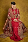 Buy_Torani_Red Muslin, Silk Embroidery Round Neck Shamse Arshi Jacket Set _at_Aza_Fashions
