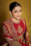Buy_Torani_Red Muslin, Silk Embroidery Round Neck Shamse Arshi Jacket Set _Online_at_Aza_Fashions