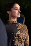 Torani_Black Embroidery High Neck Siyaahi Aadhira Corset Set _Online_at_Aza_Fashions
