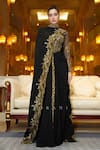 Buy_Torani_Black Embroidery High Neck Siyaahi Aadhira Corset Set _at_Aza_Fashions