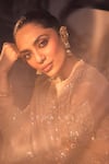 Torani_Green Jersey, Brocade, Silk, Tissue Zari, Talai Jahaanaara Khada Kurta Set _Online_at_Aza_Fashions
