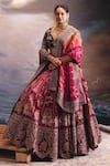 Buy_Torani_Blue Net, Organza Embroidery V-neck Ombre Saroj Naimisha Lehenga Set _at_Aza_Fashions