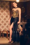 Shop_Torani_Black Satin, Lycra Embroidery, Beads Sweetheart Syah Akira Corset And Skirt Set _at_Aza_Fashions