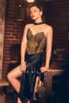 Buy_Torani_Black Satin, Lycra Embroidery, Beads Sweetheart Syah Akira Corset And Skirt Set _Online_at_Aza_Fashions