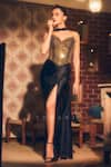Buy_Torani_Black Satin, Lycra Embroidery, Beads Sweetheart Syah Akira Corset And Skirt Set _at_Aza_Fashions