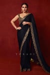 Buy_Torani_Black Georgette Embroidery Round Neck Siyaahi Aparna Saree Set _at_Aza_Fashions