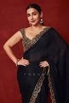 Buy_Torani_Black Georgette Embroidery Round Neck Siyaahi Aparna Saree Set _Online_at_Aza_Fashions