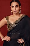 Torani_Black Georgette Embroidery Round Neck Siyaahi Aparna Saree Set _at_Aza_Fashions