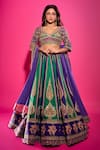 Buy_Torani_Purple Georgette Embroidery Round Neck Baghan Morni Lehenga Set _at_Aza_Fashions