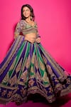 Shop_Torani_Purple Georgette Embroidery Round Neck Baghan Morni Lehenga Set _Online_at_Aza_Fashions