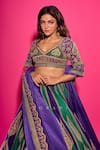 Torani_Purple Georgette Embroidery Round Neck Baghan Morni Lehenga Set _at_Aza_Fashions