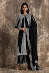 Buy_House Of Kotwara_Black Georgette, Cotton, Silk Organza Sequins, Embroidery Art Deco Kurta Set _at_Aza_Fashions