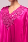 Shop_Anamika Khanna_Fuchsia Embroidery V-neck Kaftan And Pant Set _Online_at_Aza_Fashions