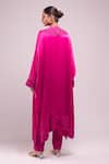 Shop_Anamika Khanna_Fuchsia Embroidery V-neck Kaftan And Pant Set _at_Aza_Fashions