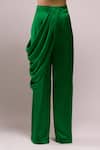 Buy_Anamika Khanna_Emerald Green Round Neck Embroidered Cape And Pant Set 