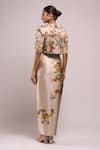 Shop_Anamika Khanna_Ivory Embroidery V-neck Draped Skirt And Jacket Set _at_Aza_Fashions