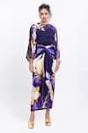 Buy_Pop Sugar_Purple Vegan Silk Floral Print Skirt _at_Aza_Fashions