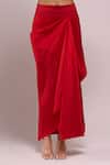 Buy_Anamika Khanna_Red Embroidery Asymmetric, Open Neck Draped Skirt And Top With Jacket _Online_at_Aza_Fashions