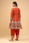Shop_Sheetal Batra_Orange Cotton Embroidery V-neck Burnt Anarkali Salwar Set _at_Aza_Fashions